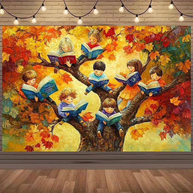 2D Educational Reading Tree Tapestry Kids Reading Books in Fall Tree Background Cloth 47.2x31.5inch/120*80cm
2D Educational Reading Tree Tapestry Kids Reading Books in Fall Tree Background Cloth 47.2x31.5inch/120*80cm