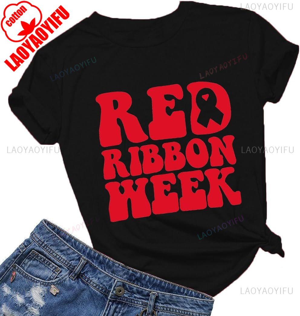 Red Ribbon Week Women We Wear for Awareness TShirt Funny Short Sleeve Tops Simple Letters Style Crewneck Tops Tee Shirt Short 4XL
Red Ribbon Week Women We Wear for Awareness TShirt Funny Short Sleeve Tops Simple Letters Style Crewneck Tops Tee Shirt Short 4XL