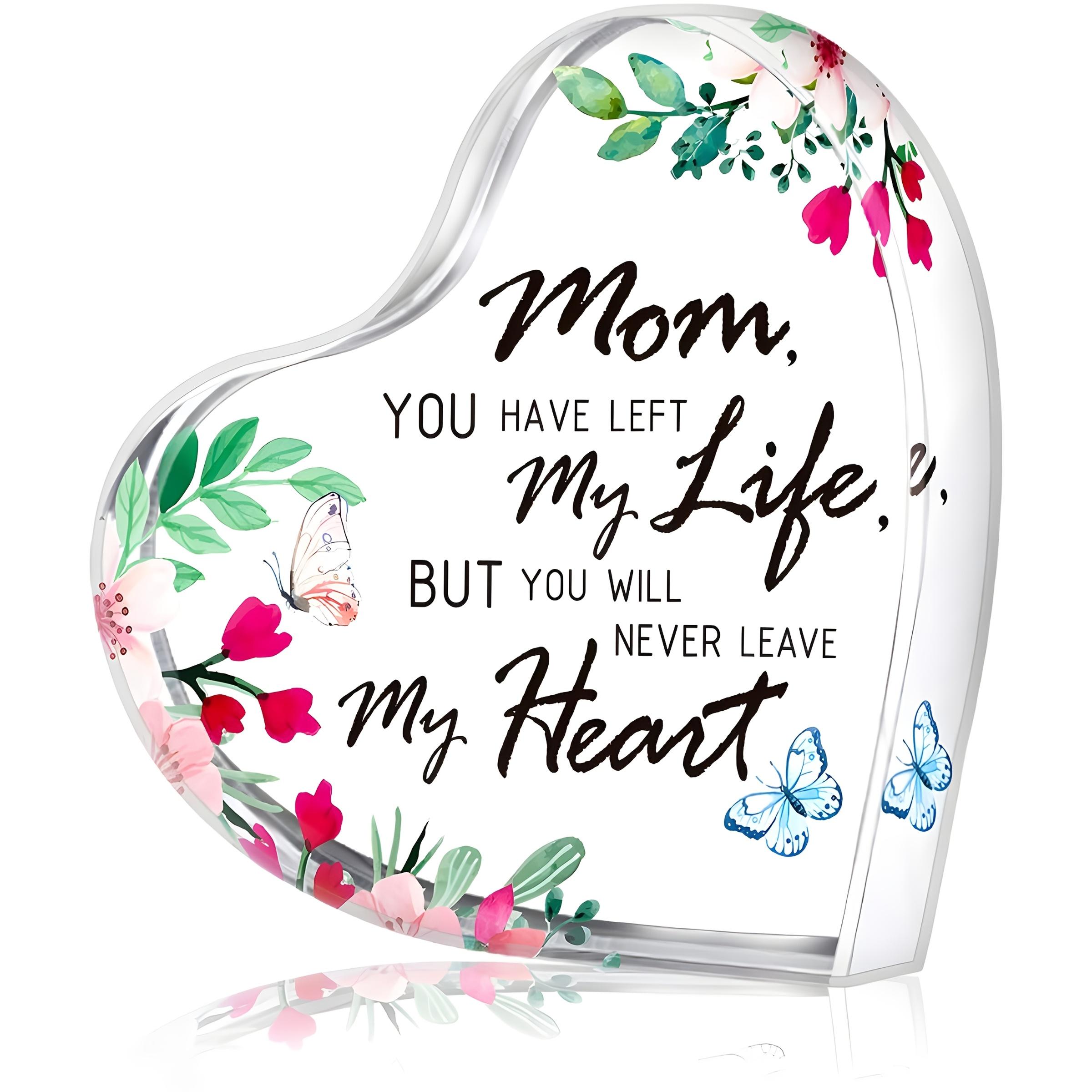 1pc SICOHOME Heart-Shaped Memorial Keepsake for Mom - Acrylic Bereavement Gift with Floral Design, Mom You Have Left My Life Engraved Message 10*10cm
1pc SICOHOME Heart-Shaped Memorial Keepsake for Mom - Acrylic Bereavement Gift with Floral Design, Mom You Have Left My Life Engraved Message 10*10cm