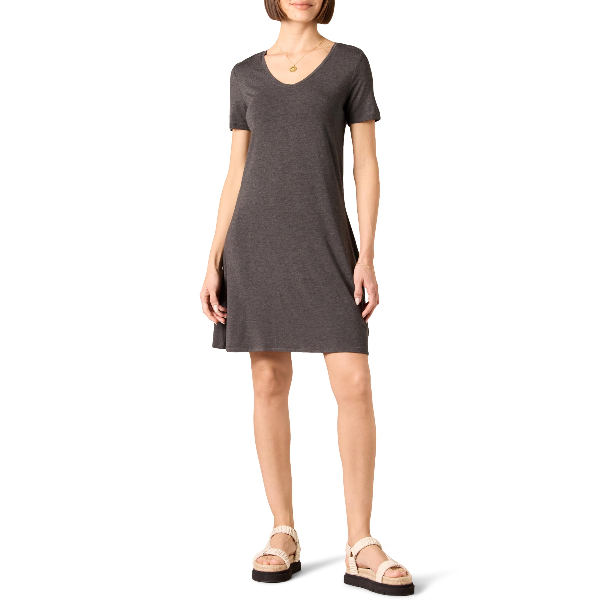 Amazon Essentials Women s A-Line Dress, V-Neck, Standard Short Sleeves, Heather Charcoal, XL
Amazon Essentials Women s A-Line Dress, V-Neck, Standard Short Sleeves, Heather Charcoal, XL