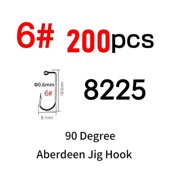 200pcs #8~#6/0 High Carbon Steel 90 Degree Aberdeen Jig Hook Bent Saltwater Long Shank Soft Worm Hooks #6
200pcs #8~#6/0 High Carbon Steel 90 Degree Aberdeen Jig Hook Bent Saltwater Long Shank Soft Worm Hooks #6