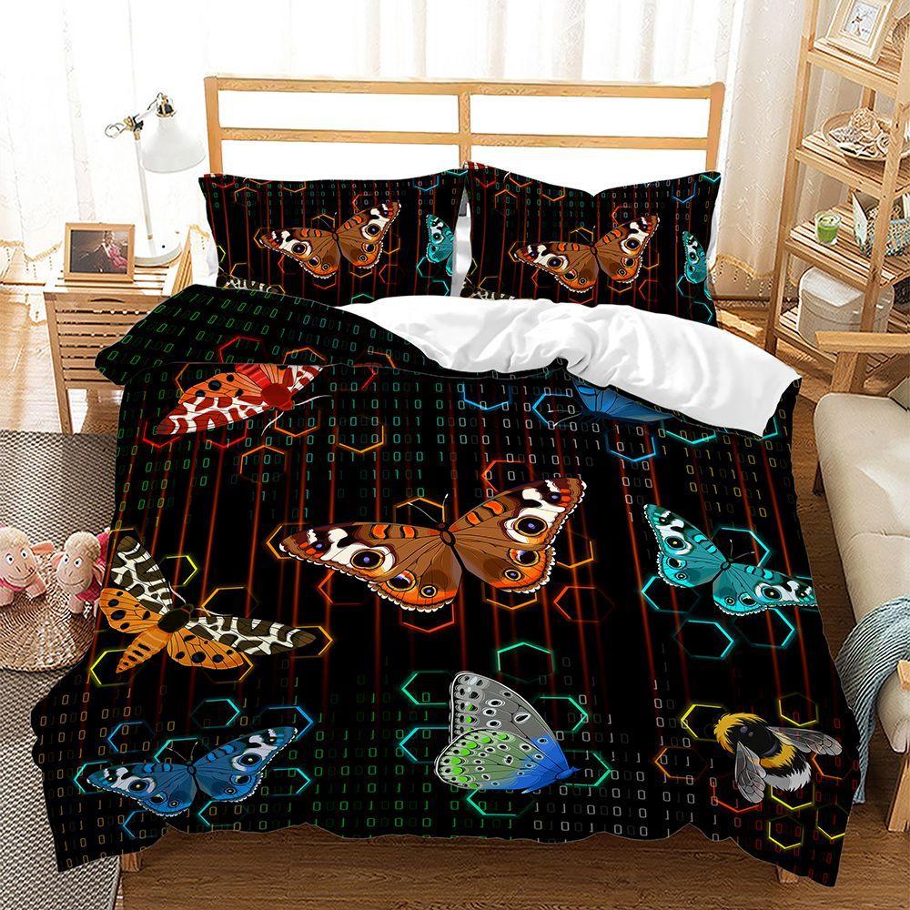Bed Three-Piece Butterfly Kit Digital Printing Quilt Cover Bedding 135 * 200 (two-piece set) 90g
Bed Three-Piece Butterfly Kit Digital Printing Quilt Cover Bedding 135 * 200 (two-piece set) 90g