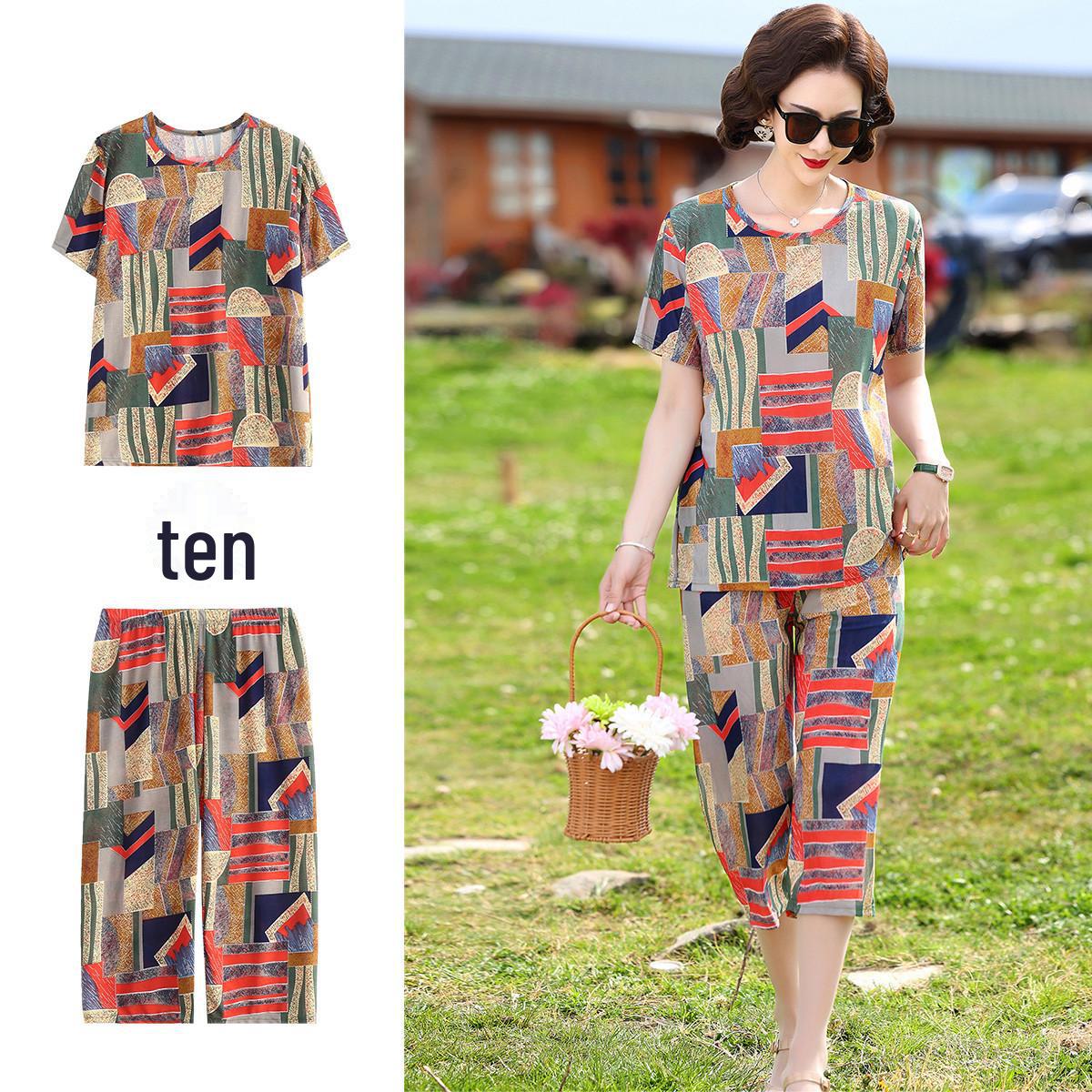 Летний комплект из двух предметов из ткани Ice Silk в клетку 2024 г.: Футболка с коротким рукавом и укороченные брюки для женщин среднего и пожилого возраста 3XL
Летний комплект из двух предметов из ткани Ice Silk в клетку 2024 г.: Футболка с коротким рукавом и укороченные брюки для женщин среднего и пожилого возраста 3XL