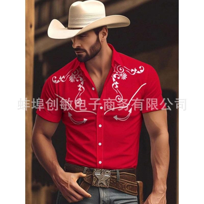 Men s Red Western Style Embroidery Short Sleeve Summer Shirt S
Men s Red Western Style Embroidery Short Sleeve Summer Shirt S