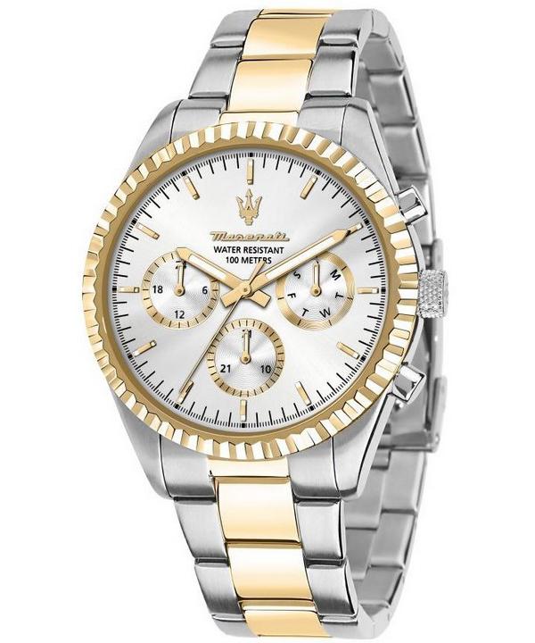 Maserati Competizione Двухцветные серебристые часы из нержавеющей стали с многофункциональным циферблатом, кварцевые R8853100021 100М Мужские часы чёрный
Maserati Competizione Двухцветные серебристые часы из нержавеющей стали с многофункциональным циферблатом, кварцевые R8853100021 100М Мужские часы чёрный