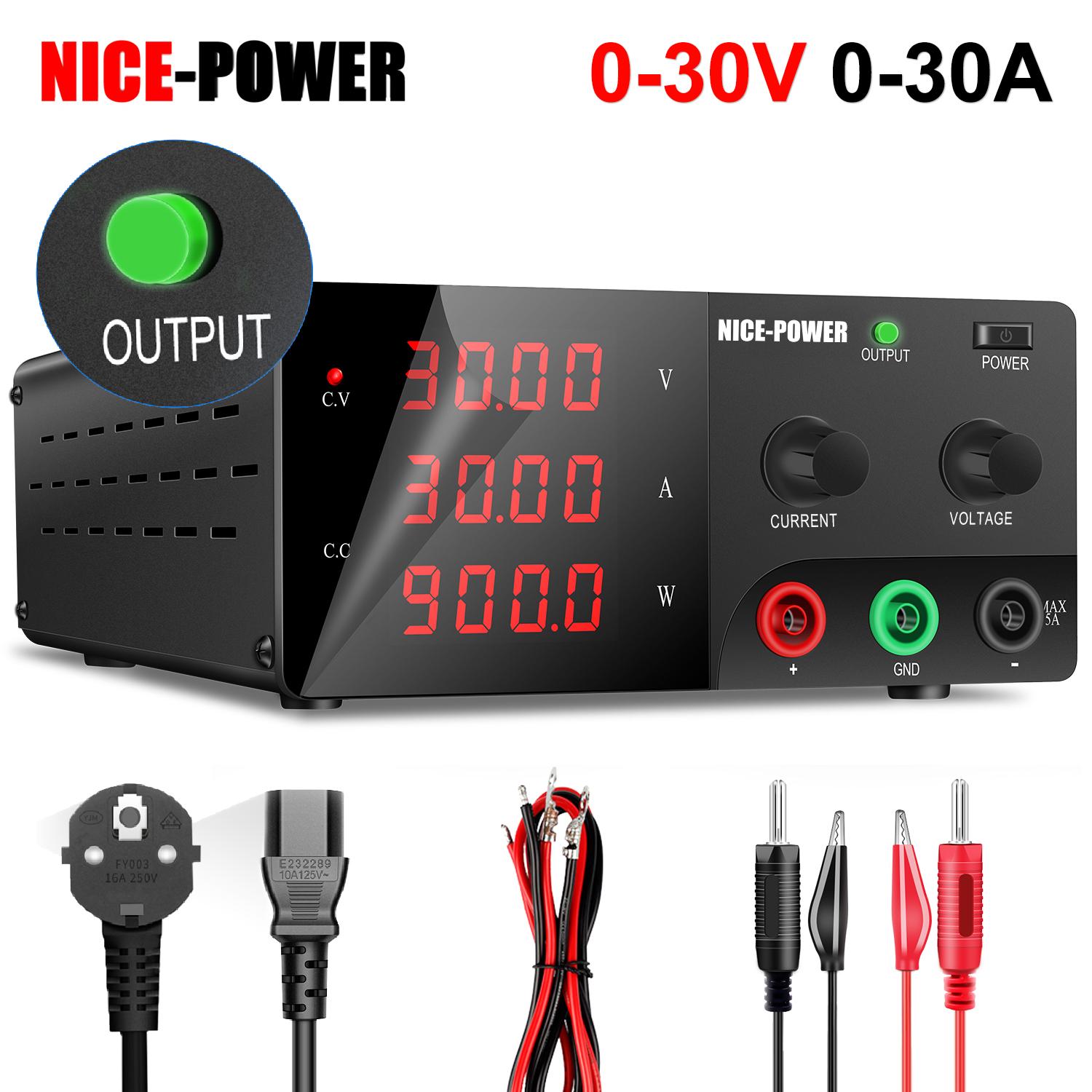 30В 30А 900Вт Регульований джерело живлення постійного струму, NICE-POWER, Потужний лабораторний блок живлення з ручкою-енкодером, Вихідний перемикач, Для ремонту та тестування
30В 30А 900Вт Регульований джерело живлення постійного струму, NICE-POWER, Потужний лабораторний блок живлення з ручкою-енкодером, Вихідний перемикач, Для ремонту та тестування