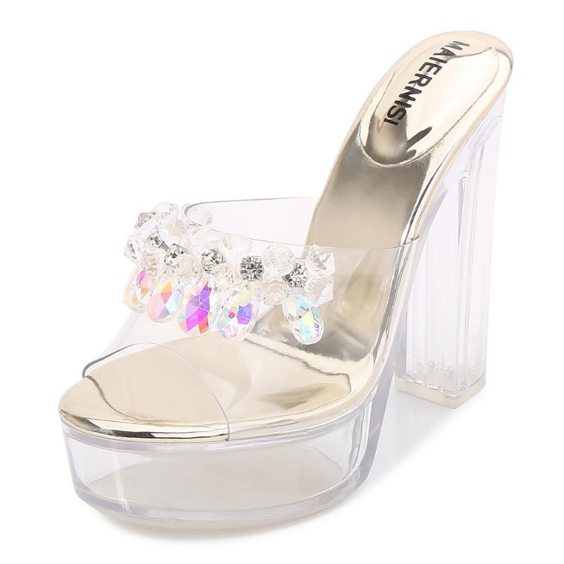 Sexy heels 13CM thick heel waterproof table fashion sandals sandals transparent crystal shoes wedding shoes origin 42 золотой
Sexy heels 13CM thick heel waterproof table fashion sandals sandals transparent crystal shoes wedding shoes origin 42 золотой