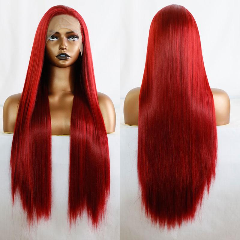 Wine Red Color Straight Synthetic 13X4 Lace Front Wigs Glueless High Quality Resistant Fiber Hair For Women Wear Wigs
Wine Red Color Straight Synthetic 13X4 Lace Front Wigs Glueless High Quality Resistant Fiber Hair For Women Wear Wigs