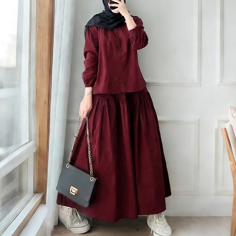ZANZEA Women Long Sleeve Blouse and Long Skirts Casual Two Piece Suit Sets 5XL вина червоного кольору
ZANZEA Women Long Sleeve Blouse and Long Skirts Casual Two Piece Suit Sets 5XL вина червоного кольору
