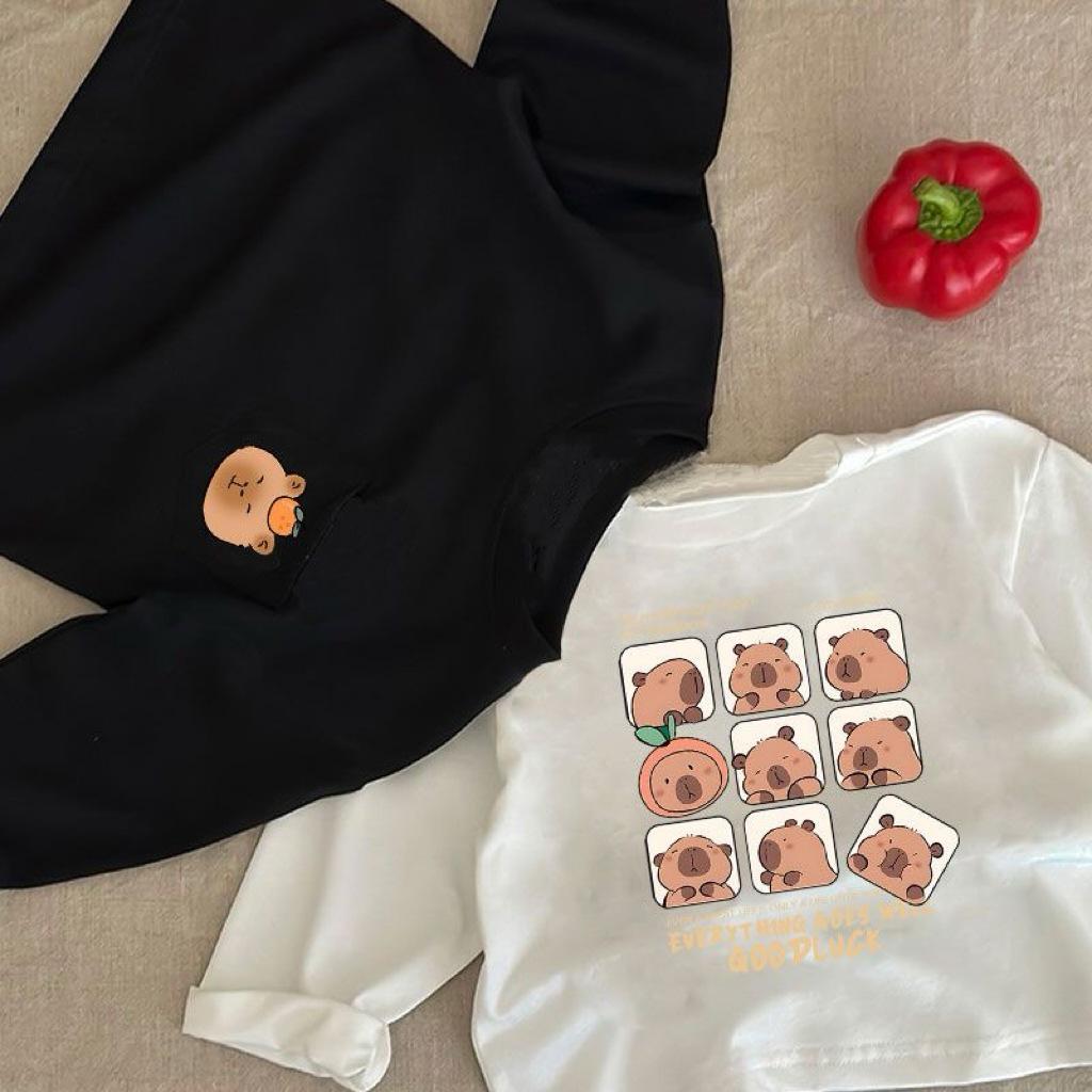 Детская хлопковая футболка с длинным рукавом, карманом и принтом, круглым вырезом, свободного кроя для весны и осени - Доступна в подростковых размерах 160cm
Детская хлопковая футболка с длинным рукавом, карманом и принтом, круглым вырезом, свободного кроя для весны и осени - Доступна в подростковых размерах 160cm