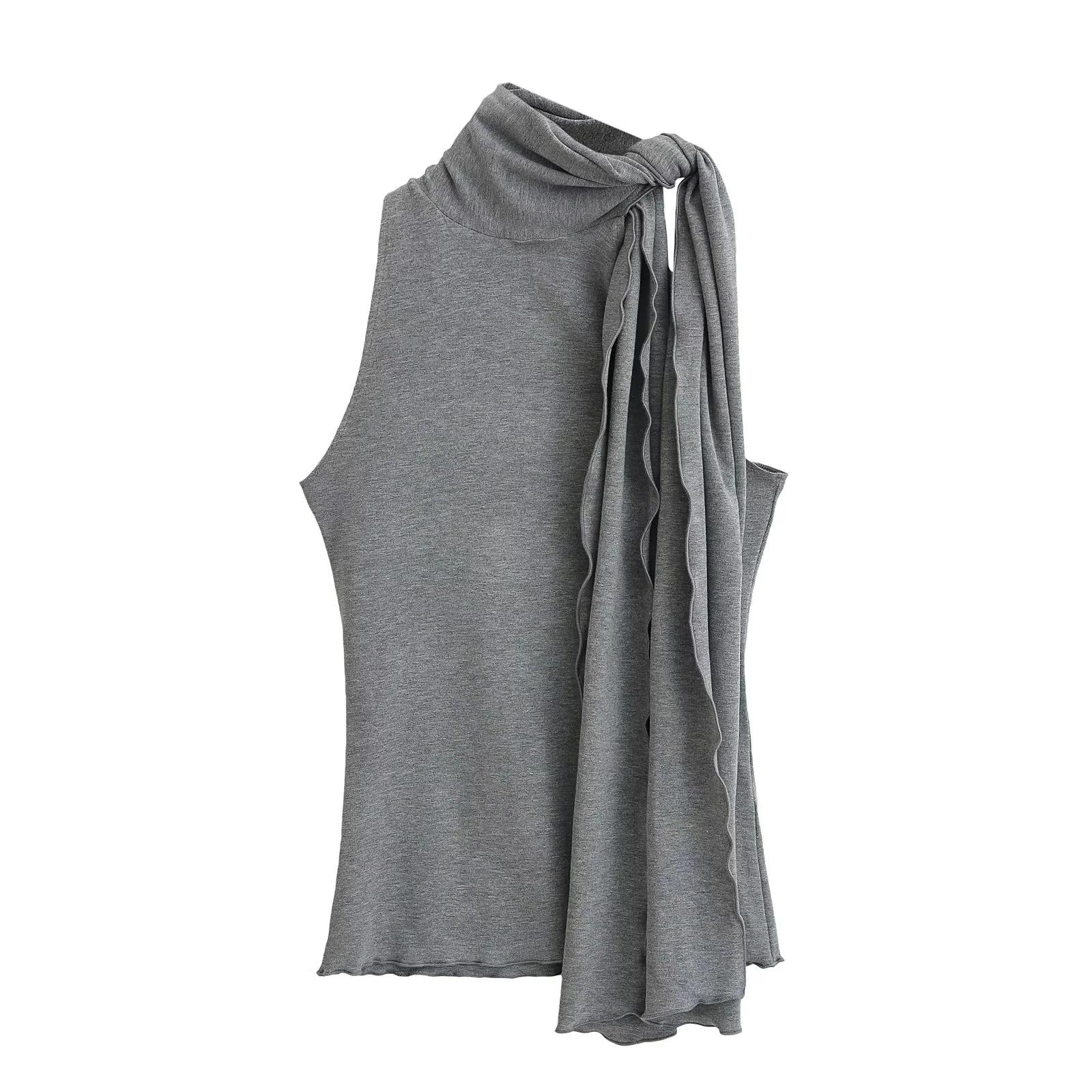 Spicy Girl Bow Tie High Neck Sleeveless Summer Slimming Top for Women Medium сірий колір
Spicy Girl Bow Tie High Neck Sleeveless Summer Slimming Top for Women Medium сірий колір