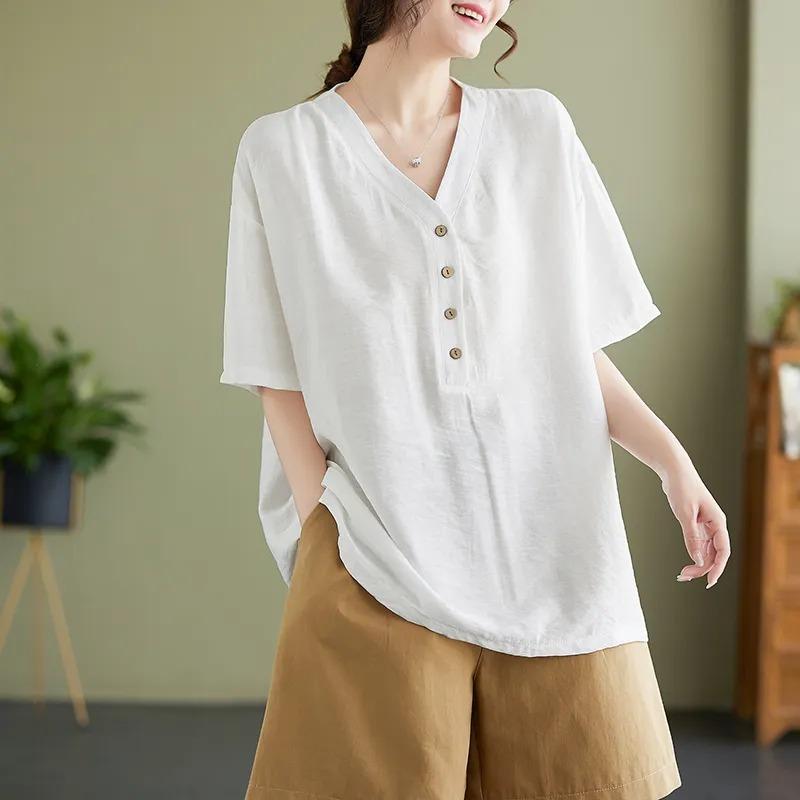 Summer New Short-sleeved Ice Silk Cotton and Linen Plus Size Women s Tops Slimming and Flesh-covering Oversized Shirts 2XL
Summer New Short-sleeved Ice Silk Cotton and Linen Plus Size Women s Tops Slimming and Flesh-covering Oversized Shirts 2XL