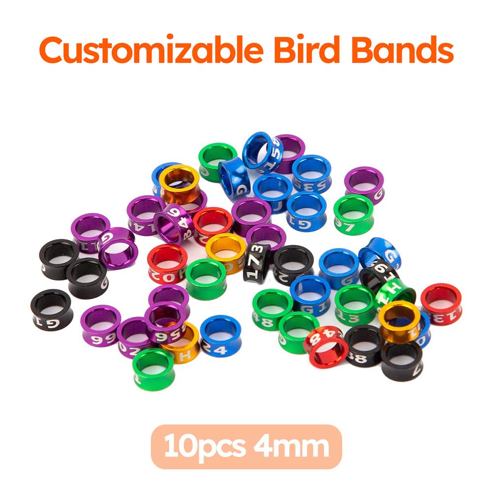 10pcs Customized Bird Rings, Durable Random Color Metal Birds Identification & Training Anklets, Personalization Bird Leg Band Random Color-4mm
10pcs Customized Bird Rings, Durable Random Color Metal Birds Identification & Training Anklets, Personalization Bird Leg Band Random Color-4mm