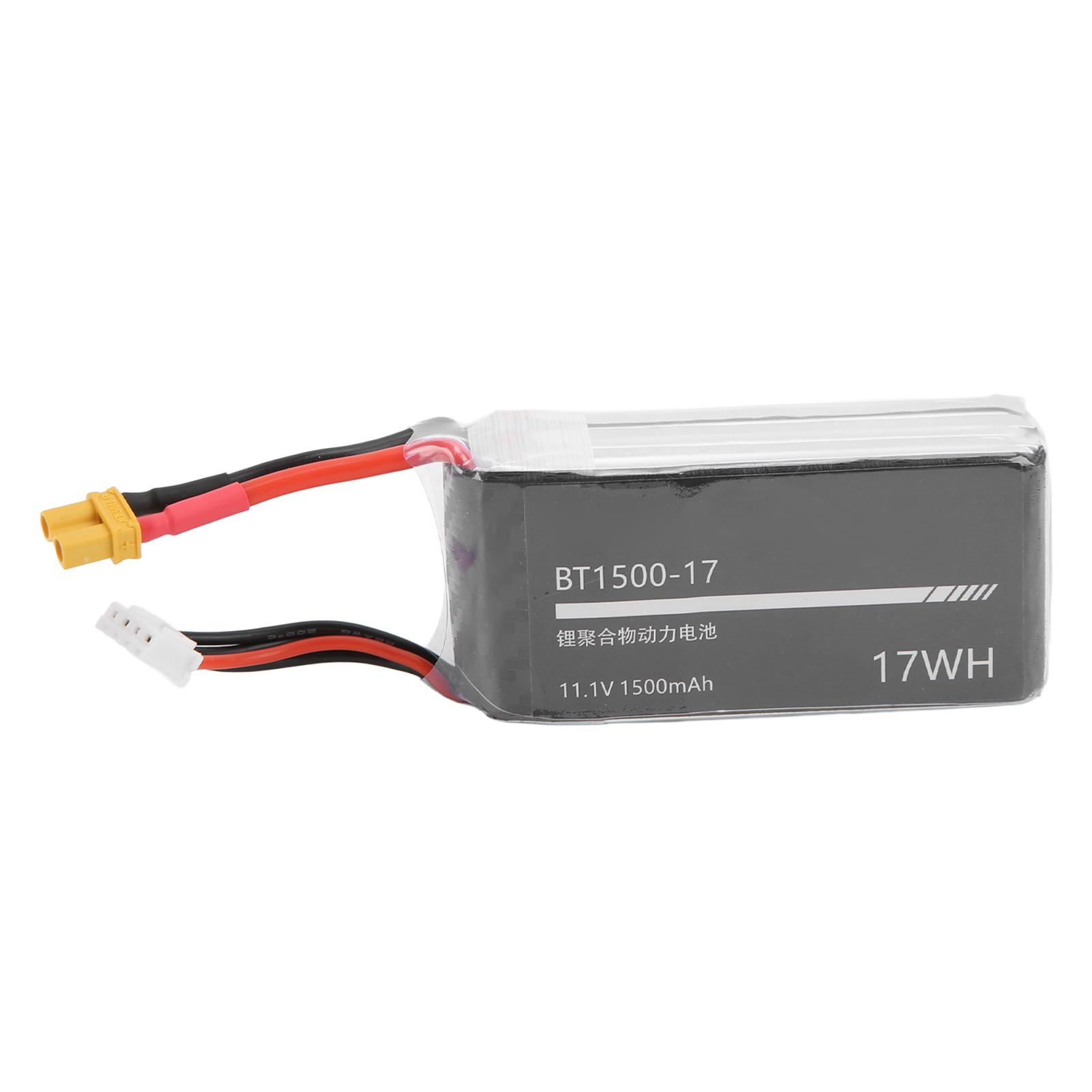 RC 1500mAh Lipo Battery 11.1V Provide Strong Power XT30 Output Plug Durable 3s Lipo Battery for RC
RC 1500mAh Lipo Battery 11.1V Provide Strong Power XT30 Output Plug Durable 3s Lipo Battery for RC