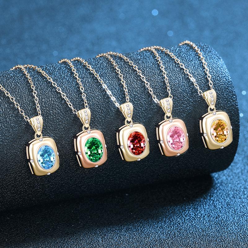 S925 Rose Gold Electroplated Egg-Shaped Five-Color Pendant Necklace with Ice Flower Cut in Sea Blue, Pink, and Green. S925 Silver
S925 Rose Gold Electroplated Egg-Shaped Five-Color Pendant Necklace with Ice Flower Cut in Sea Blue, Pink, and Green. S925 Silver