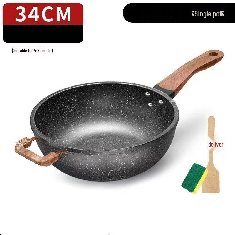 34cm Non-stick Iron Wok with Wood Grain Handle
34cm Non-stick Iron Wok with Wood Grain Handle