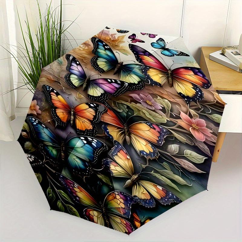 Butterfly Garden Automatic folding umbrella simple eight rib design, bright color pattern, durable iron frame, ideal for travel and outdoor
Butterfly Garden Automatic folding umbrella simple eight rib design, bright color pattern, durable iron frame, ideal for travel and outdoor