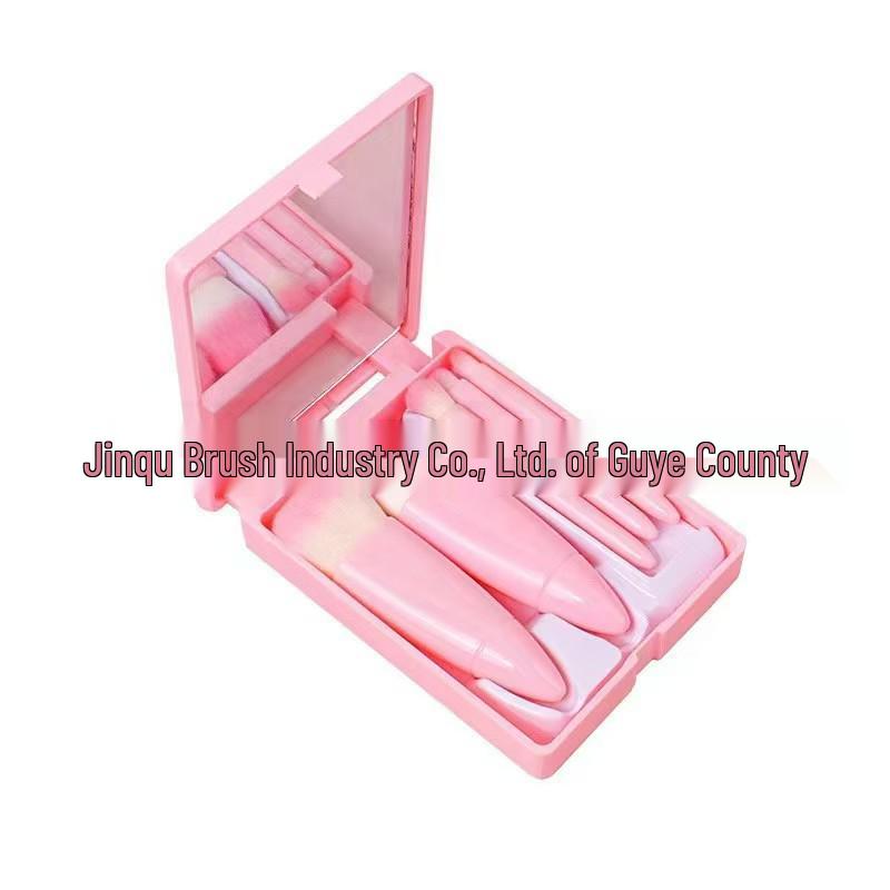 Compact 5-Piece Travel Makeup Brush Kit with Mirror: Includes Powder, Foundation, Eyeshadow, Blending, and Lip Brushes.
Compact 5-Piece Travel Makeup Brush Kit with Mirror: Includes Powder, Foundation, Eyeshadow, Blending, and Lip Brushes.