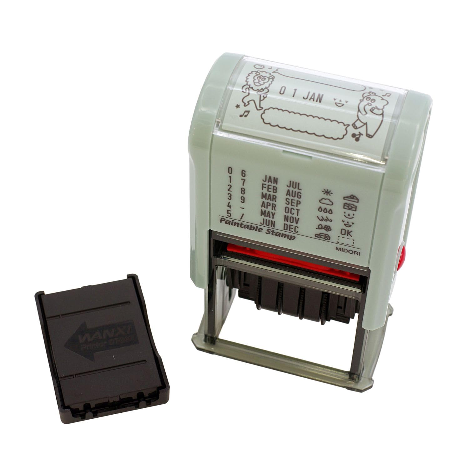 DESIGNPHIL MIDORI Вращающийся штамп с датой и дизайном речевого облачка с животным, 35457006
DESIGNPHIL MIDORI Вращающийся штамп с датой и дизайном речевого облачка с животным, 35457006