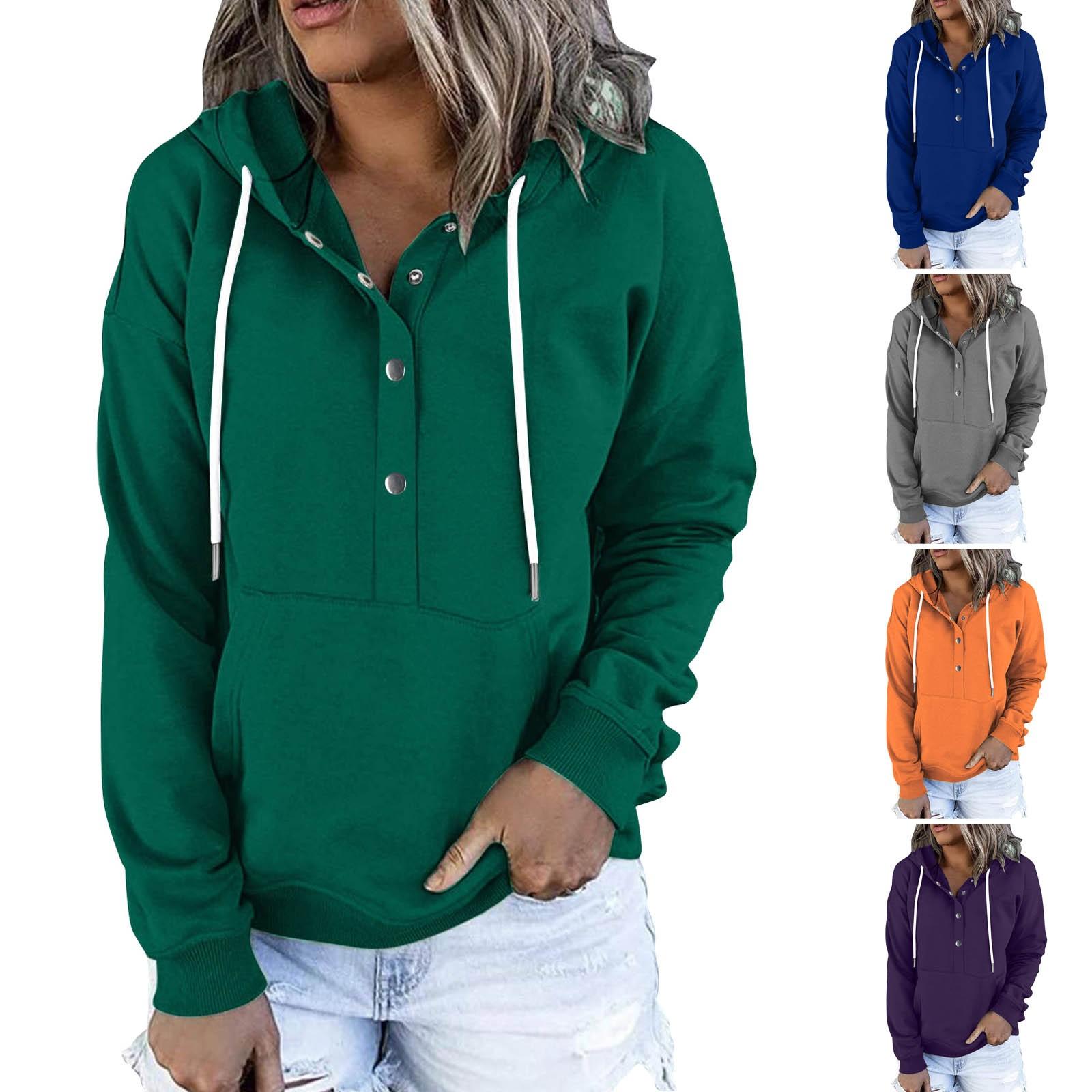 Женские пуловеры с капюшоном Топы Повседневные толстовки на пуговицах с длинным рукавом и карманом L синий
Женские пуловеры с капюшоном Топы Повседневные толстовки на пуговицах с длинным рукавом и карманом L синий