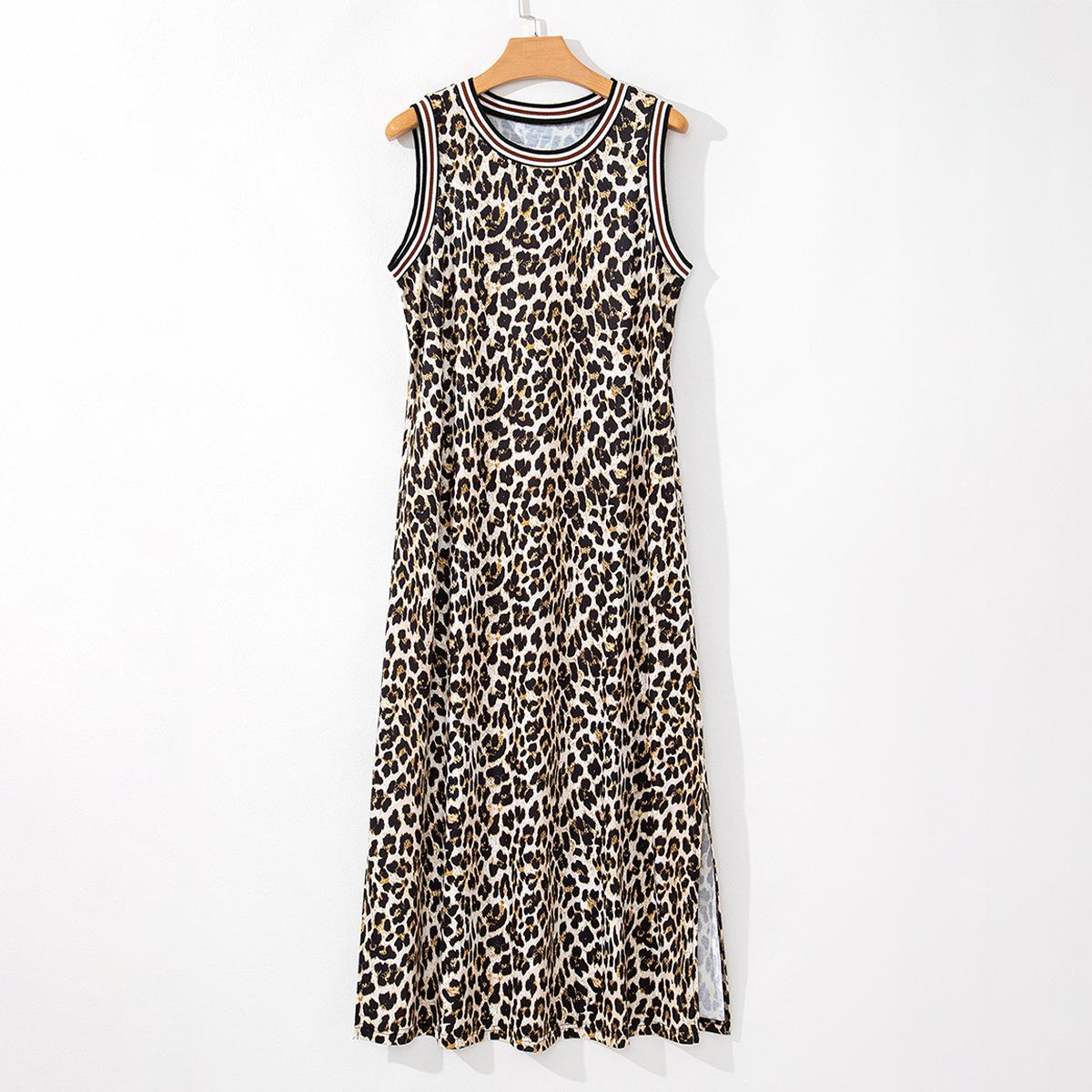 Женское платье-слинг без рукавов с леопардовым принтом Shiying - Европейско-американская весенне-летняя коллекция. Large чёрный