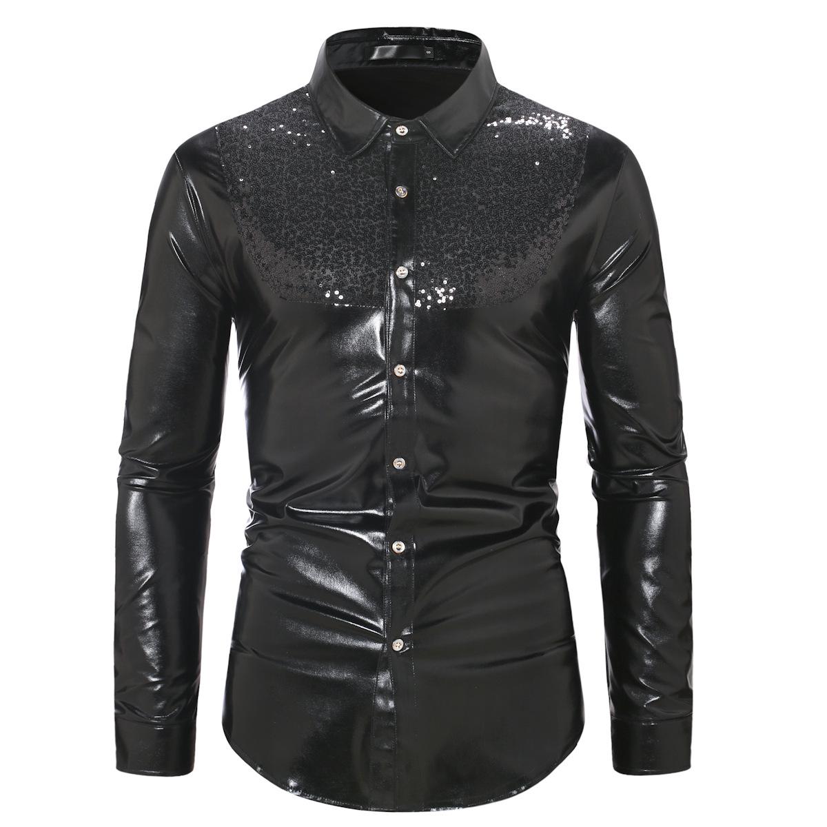 Men s Autumn Color Block Sequin Disco Long Sleeve Shirt A45 S
Men s Autumn Color Block Sequin Disco Long Sleeve Shirt A45 S