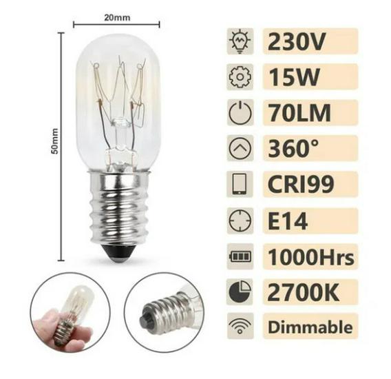 Warm White LED Bulb for Refrigerator, Bedside, Range Hood, Oven & Sewing Machine - E12/E14 Base Warm Light - Standard
Warm White LED Bulb for Refrigerator, Bedside, Range Hood, Oven & Sewing Machine - E12/E14 Base Warm Light - Standard