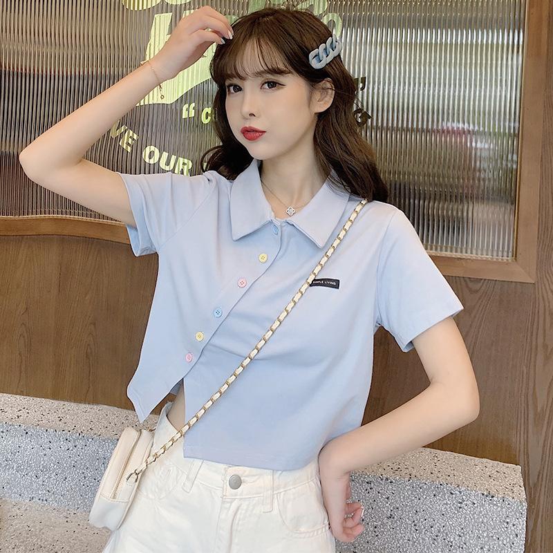 6535 cotton summer new polo shirt short-sleeved t-shirt slim high-waisted lapel short student top trendy XXL світло-синій колір
6535 cotton summer new polo shirt short-sleeved t-shirt slim high-waisted lapel short student top trendy XXL світло-синій колір