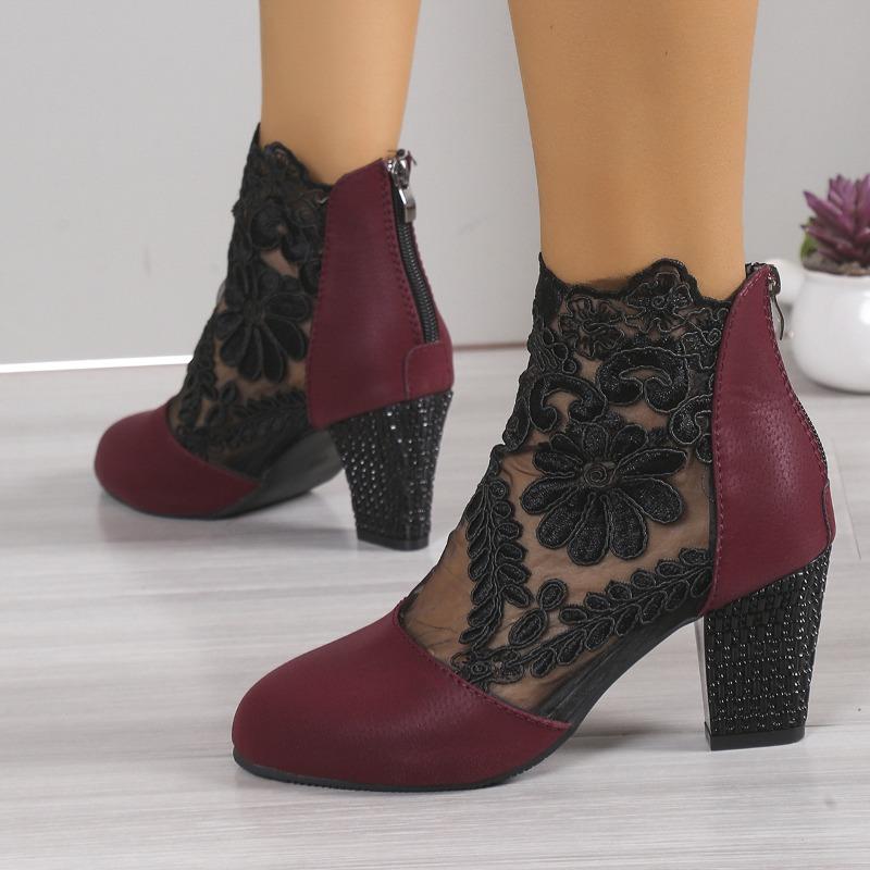 Кружевные сетчатые сандалии на толстом каблуке и высоком каблуке, женские весенне-летние больших размеров, дышащие, модные, ботильоны с круглым носком, модные короткие ботинки 35 бордовый
Кружевные сетчатые сандалии на толстом каблуке и высоком каблуке, женские весенне-летние больших размеров, дышащие, модные, ботильоны с круглым носком, модные короткие ботинки 35 бордовый