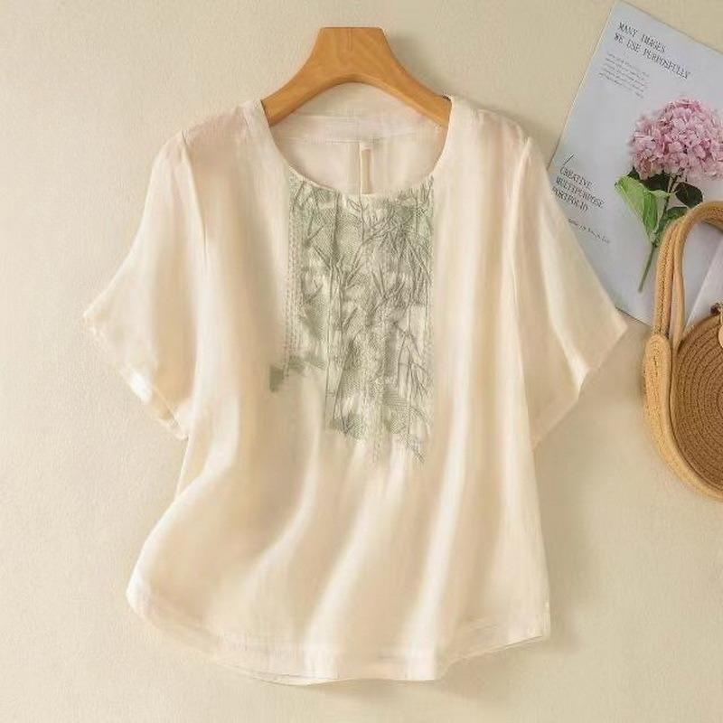 Cotton and Linen Short-sleeved T-shirt Women s Summer Loose Age-reducing Western Style Mother s Small Shirt Temperament Top Women 4XL
Cotton and Linen Short-sleeved T-shirt Women s Summer Loose Age-reducing Western Style Mother s Small Shirt Temperament Top Women 4XL