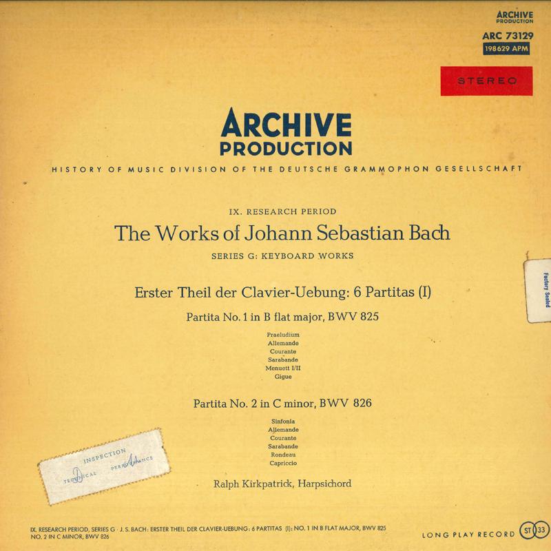 LP Record JOHANN SEBASTIAN BACH RALPH KIRKPA Erster Theil Der ClavierUebung 6 ARC73129 ARCHIVE PRODUC Non Japan Classical Used
LP Record JOHANN SEBASTIAN BACH RALPH KIRKPA Erster Theil Der ClavierUebung 6 ARC73129 ARCHIVE PRODUC Non Japan Classical Used