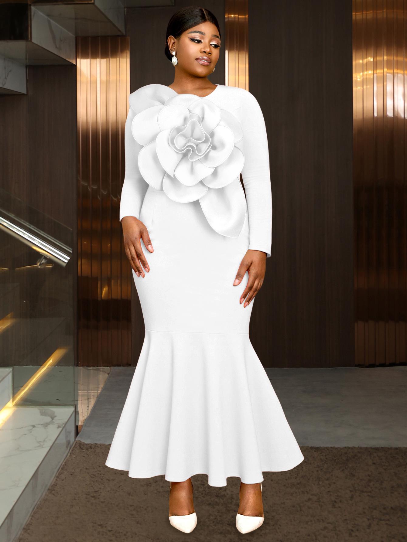 Plus Size Women s White 3D Floral Long Sleeve Mermaid Evening Dress 1XL білий
Plus Size Women s White 3D Floral Long Sleeve Mermaid Evening Dress 1XL білий