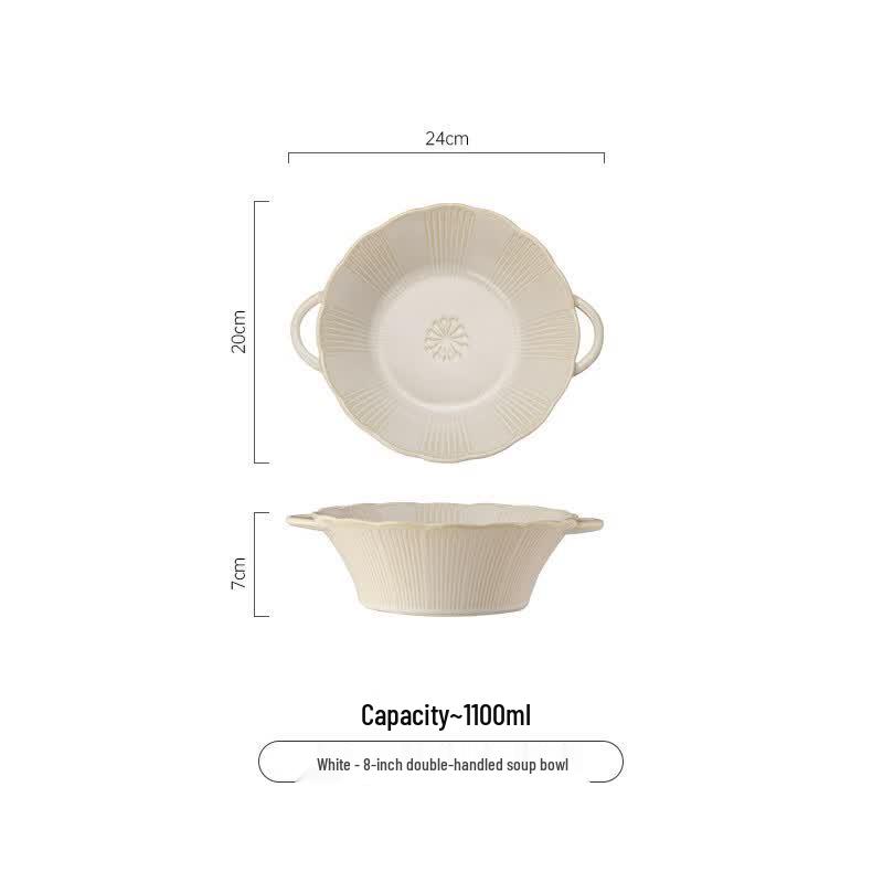 Retro Kiln Glazed Double-Handle Ceramic Bowl
Retro Kiln Glazed Double-Handle Ceramic Bowl