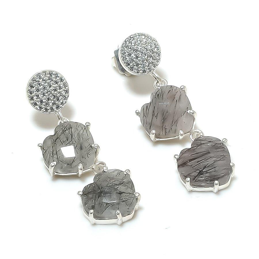 Black Rutile, Zircon Gemstone 925 Sterling Silver Jewelry Earring 1.73 GK-6897
Black Rutile, Zircon Gemstone 925 Sterling Silver Jewelry Earring 1.73 GK-6897