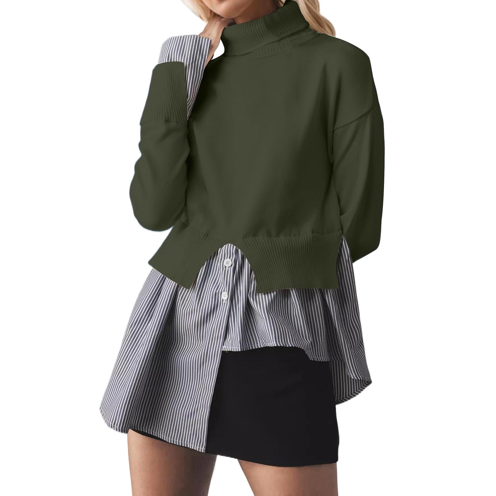 Women s Patchwork Style Knitted Sweater Mid Length High Neck Long Sleeved Irregular Hem Top XL
Women s Patchwork Style Knitted Sweater Mid Length High Neck Long Sleeved Irregular Hem Top XL