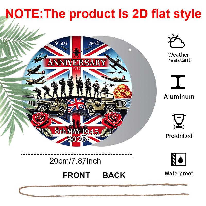 2D Flat Retro Victory in Europe Day Aluminum Metal Wreath Round Sign, Decoration Plaque, Retro Wall Decor, Bedroom Door Decor, Outdoor Plaque & Wall 7.87*7.87in
2D Flat Retro Victory in Europe Day Aluminum Metal Wreath Round Sign, Decoration Plaque, Retro Wall Decor, Bedroom Door Decor, Outdoor Plaque & Wall 7.87*7.87in