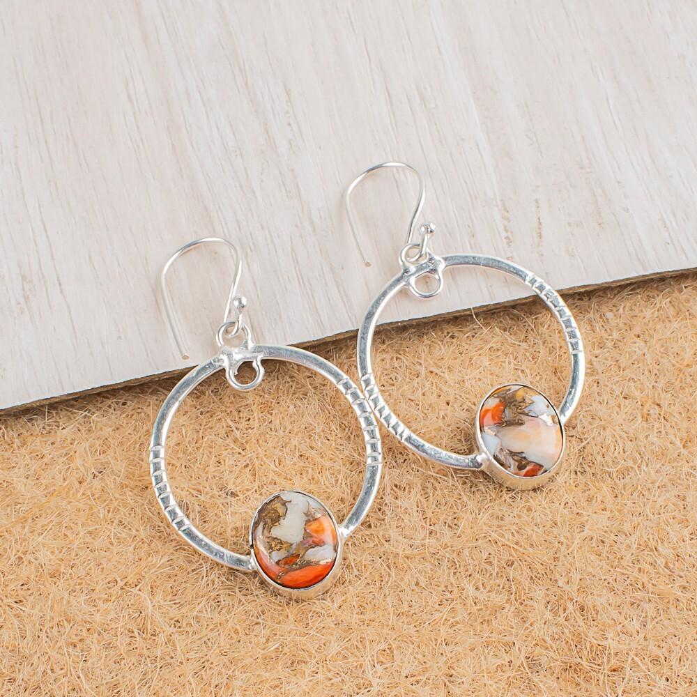 Orange Copper Turquoise Gemstone 925 Sterling Silver Jewelry Hook Earrings 1.37 EE-67-20
Orange Copper Turquoise Gemstone 925 Sterling Silver Jewelry Hook Earrings 1.37 EE-67-20
