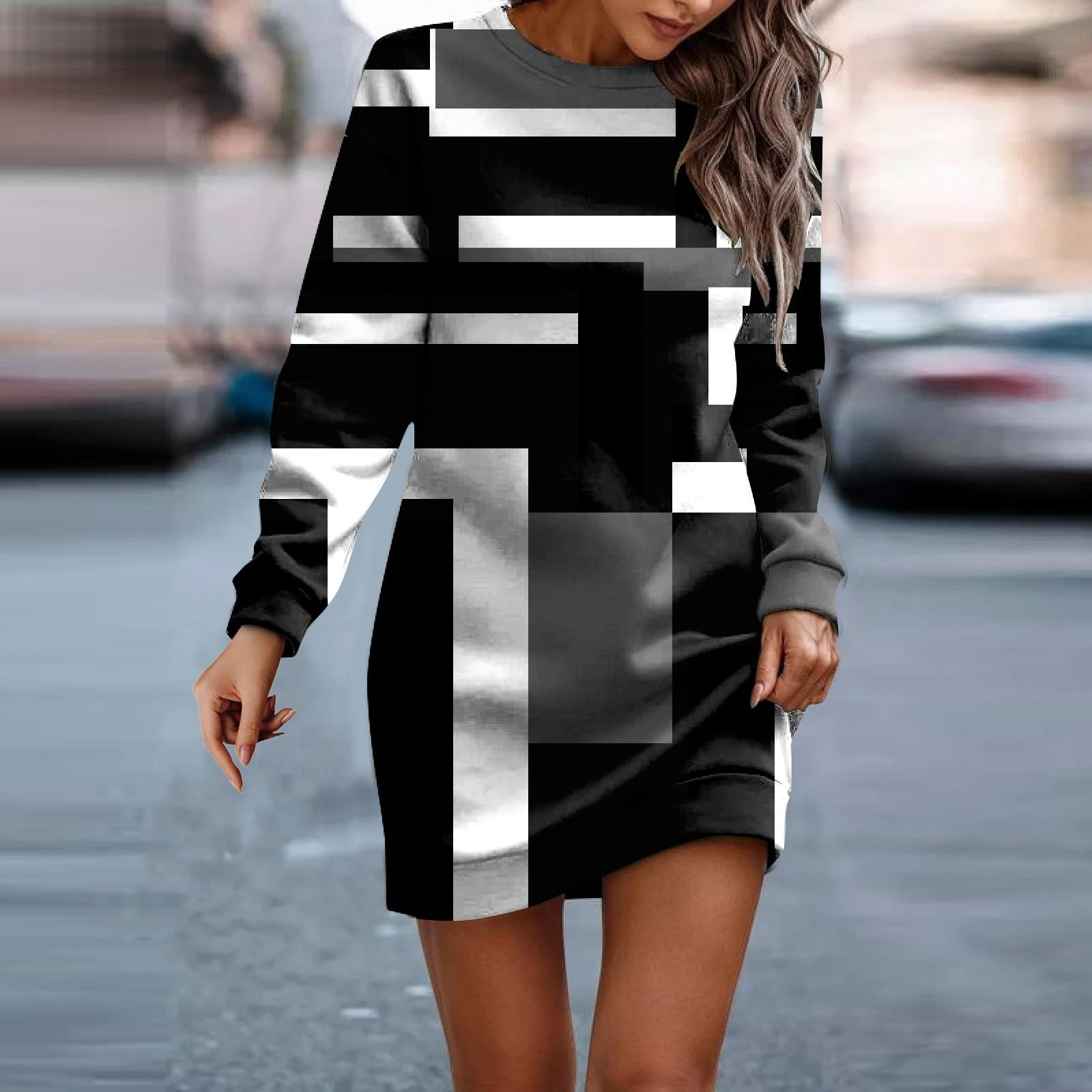 Платье с длинным рукавом для женщин, повседневное пуловер с принтом, платье-свитер, осень S чёрный
Платье с длинным рукавом для женщин, повседневное пуловер с принтом, платье-свитер, осень S чёрный