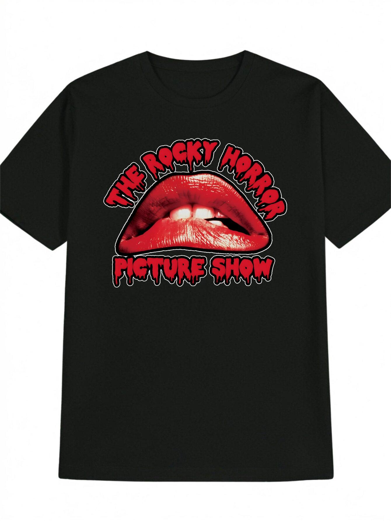 Rocky Horror Picture Show Vintage Graphic T-shirt - Black Tee with Red Lips & Lips Design - Casual Crewneck Shirt for Movie Fans M
Rocky Horror Picture Show Vintage Graphic T-shirt - Black Tee with Red Lips & Lips Design - Casual Crewneck Shirt for Movie Fans M