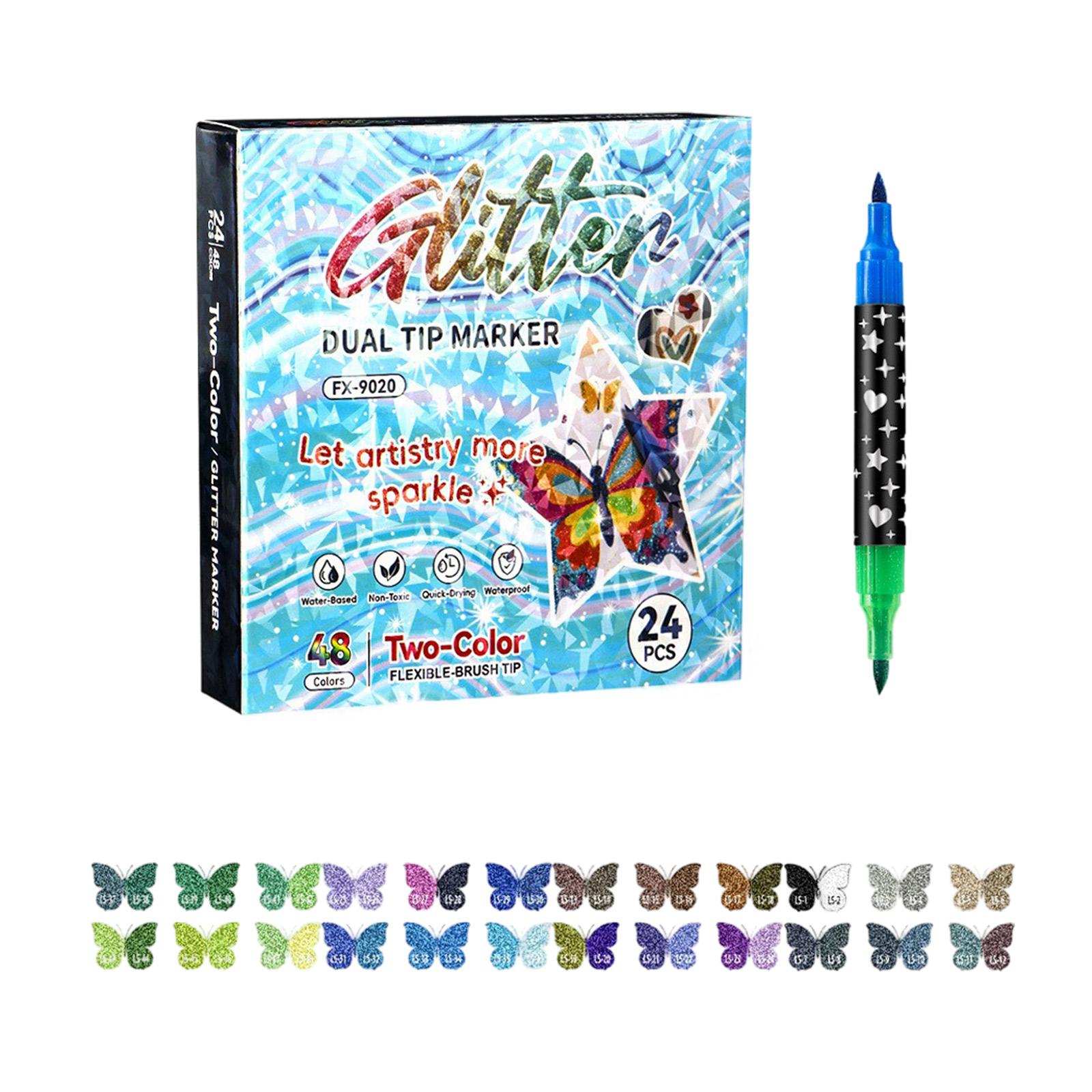 Double-headed Two-color Acrylic , Light Powder Watercolor Pen, Painting Notebook, Soft Head Colored Glitter Pen.12ML One Size
Double-headed Two-color Acrylic , Light Powder Watercolor Pen, Painting Notebook, Soft Head Colored Glitter Pen.12ML One Size