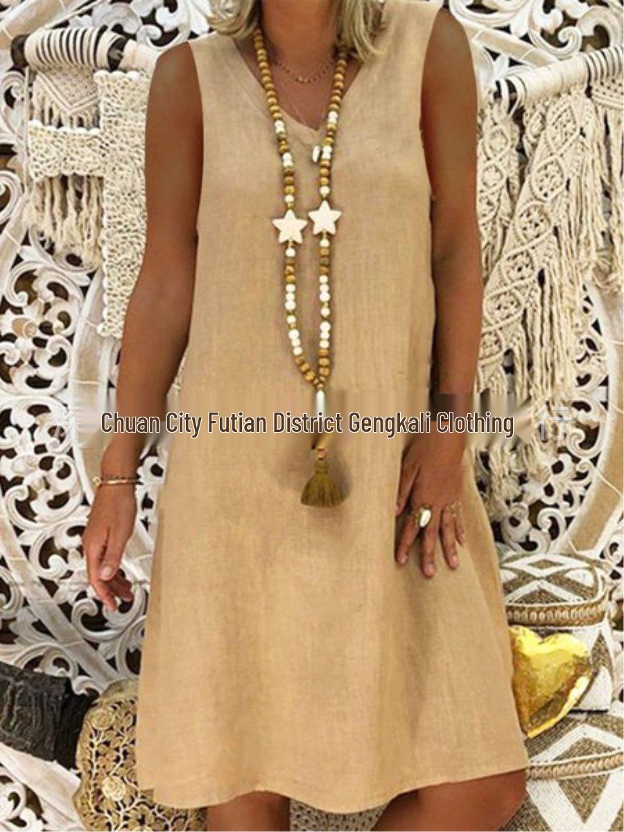 2023 Європейська та американська літня сукня-жилет без рукавів з V-подібним вирізом для жінок 3XL
2023 Європейська та американська літня сукня-жилет без рукавів з V-подібним вирізом для жінок 3XL