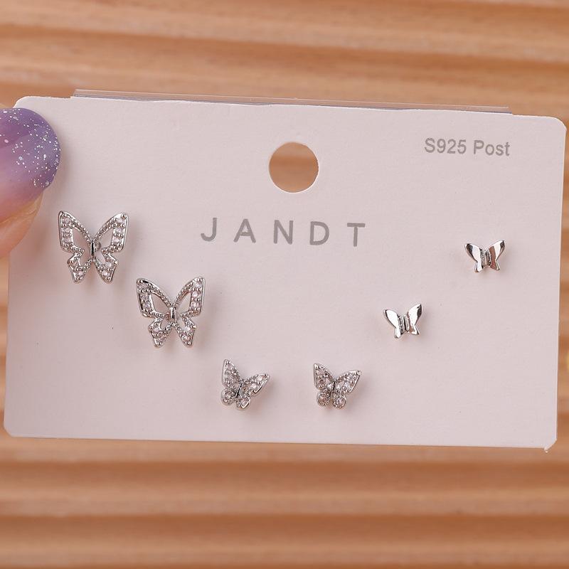 3 Pairs Minimalist Gold Mixed Butterfly Zircon Stud Earrings Set For Women Daily Wear Jewelry 1pair срібний
3 Pairs Minimalist Gold Mixed Butterfly Zircon Stud Earrings Set For Women Daily Wear Jewelry 1pair срібний