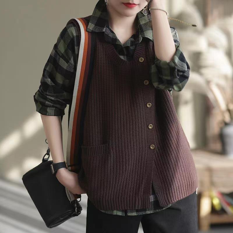 Fashion Solid Color Button Pockets Asymmetrical Vest Sweater Women s Clothing Autumn Loose All-match Casual Tops XL кавовий
Fashion Solid Color Button Pockets Asymmetrical Vest Sweater Women s Clothing Autumn Loose All-match Casual Tops XL кавовий