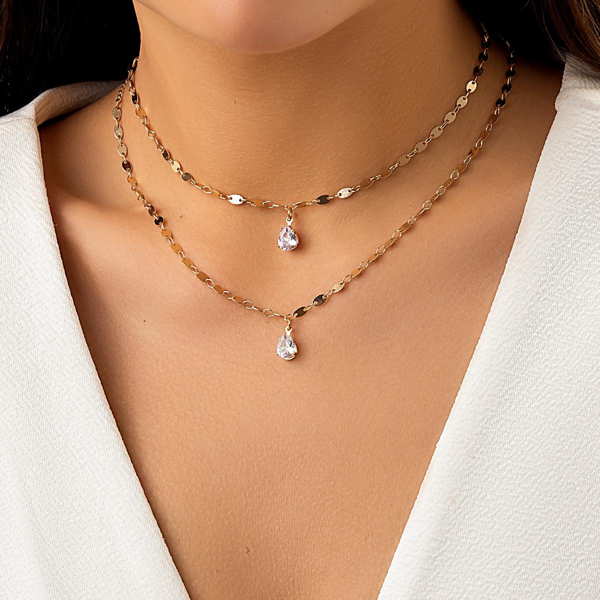 Jewelry, temperament water drop fine chain necklace, simple double-layer metal rod slightly inlaid heart-shaped necklace for women
Jewelry, temperament water drop fine chain necklace, simple double-layer metal rod slightly inlaid heart-shaped necklace for women