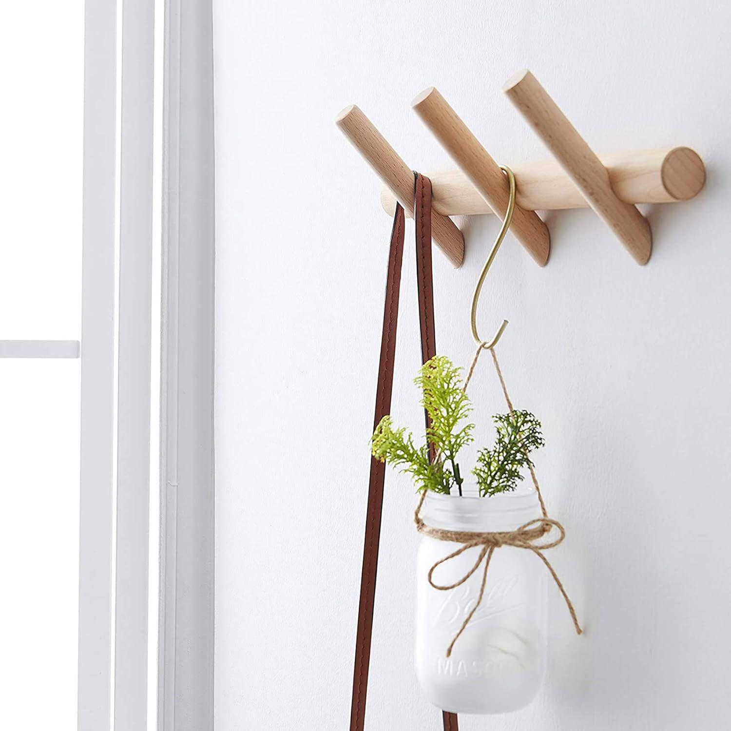 Wall-Mounted Wooden Coat and Key Rack with Hooks for Hallway or Bathroom Beech Wood 3 Hooks
Wall-Mounted Wooden Coat and Key Rack with Hooks for Hallway or Bathroom Beech Wood 3 Hooks