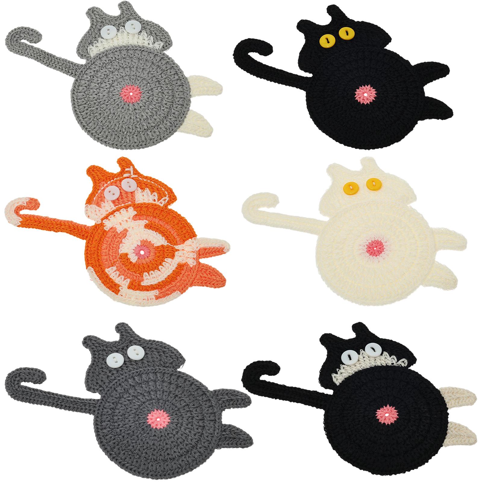 6 Pcs Knitted Cat Coaster Creative Coffee Cup Mat Fun Woven Beverage Cup Mat Cute Cat Shape Mug Mats for Tabletop Home Kitchen
6 Pcs Knitted Cat Coaster Creative Coffee Cup Mat Fun Woven Beverage Cup Mat Cute Cat Shape Mug Mats for Tabletop Home Kitchen