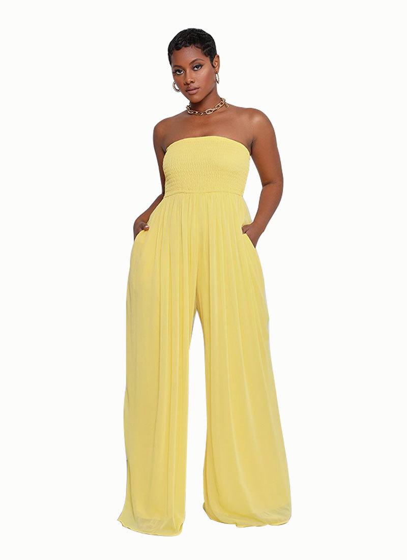 European and American Women s Solid Color Chiffon Wide-Leg High Waist Summer Jumpsuit Medium жовтий
European and American Women s Solid Color Chiffon Wide-Leg High Waist Summer Jumpsuit Medium жовтий