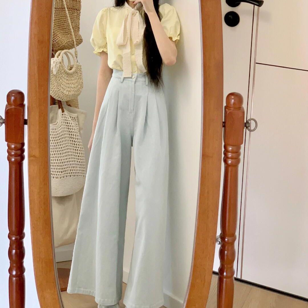 Summer Ensemble: French Sweet Puff-Sleeve Top & High-Waisted Wide-Leg Pants Small
Summer Ensemble: French Sweet Puff-Sleeve Top & High-Waisted Wide-Leg Pants Small
