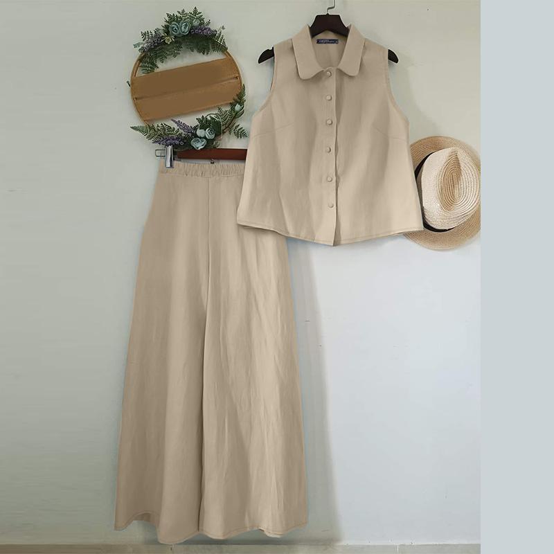 ZANZEA Женские топы без рукавов и широкие брюки, повседневные комплекты из двух предметов 2XL
ZANZEA Женские топы без рукавов и широкие брюки, повседневные комплекты из двух предметов 2XL