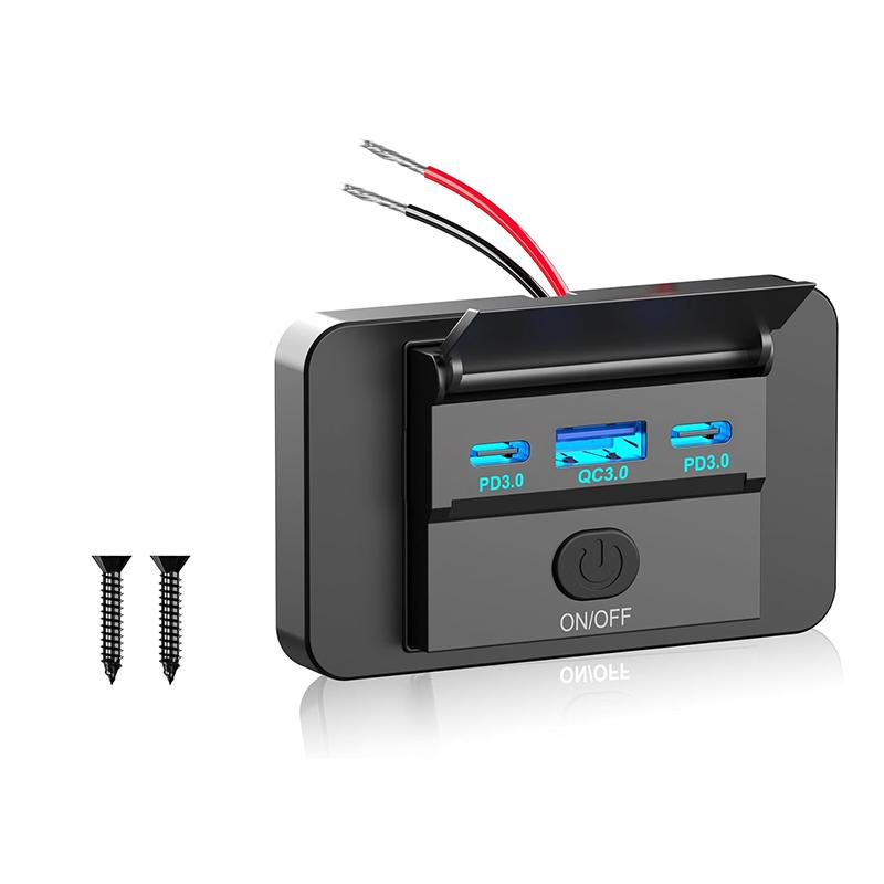 12V Waterproof 90W USB Car Charger Panel Outlet Wall Mount Dual 36W PD3.0 & QC3.0 Power Outlet Adapter for Car Truck Marine RV
12V Waterproof 90W USB Car Charger Panel Outlet Wall Mount Dual 36W PD3.0 & QC3.0 Power Outlet Adapter for Car Truck Marine RV